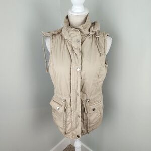 YMI Hooded Faux Fur Lined Detachable Hood Zip And Snap Closure Vest Size Medium
